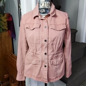 ANA~PALE PINK CARGO ZIP & SNAP JACKET!